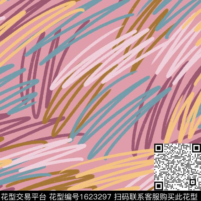 线条画笔画抽象传统印花华亿平台下载（图片编号: 1623297） - 瓦栏（Walan）