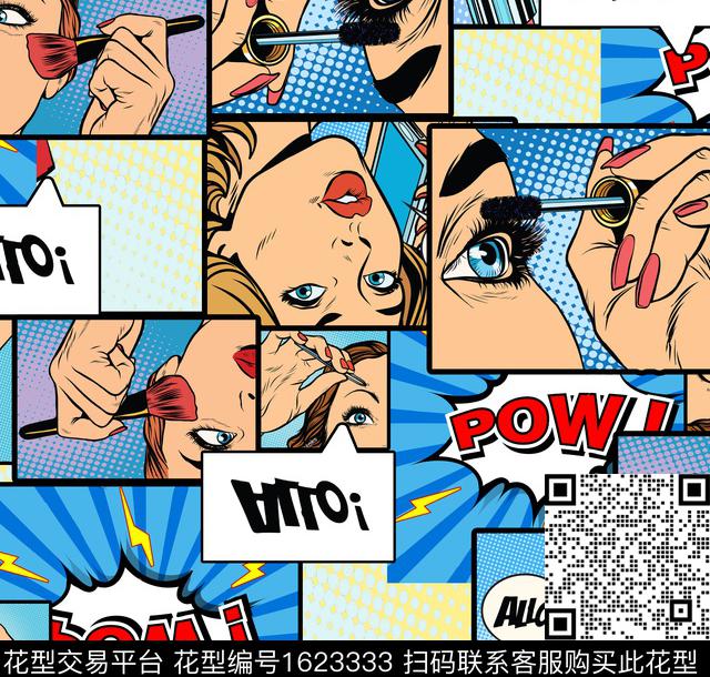 趣味波普艺术漫画风格数码印花华亿平台下载（图片编号: 1623333） - 瓦栏（Walan）