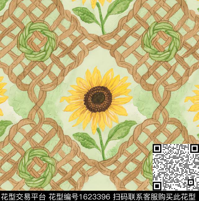 向日葵编织渐变数码印花华亿平台下载（图片编号: 1623396） - 瓦栏（Walan）