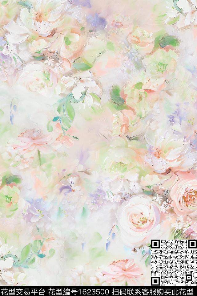 花卉抽象花卉数码印花华亿平台下载（图片编号: 1623500） - 瓦栏（Walan）