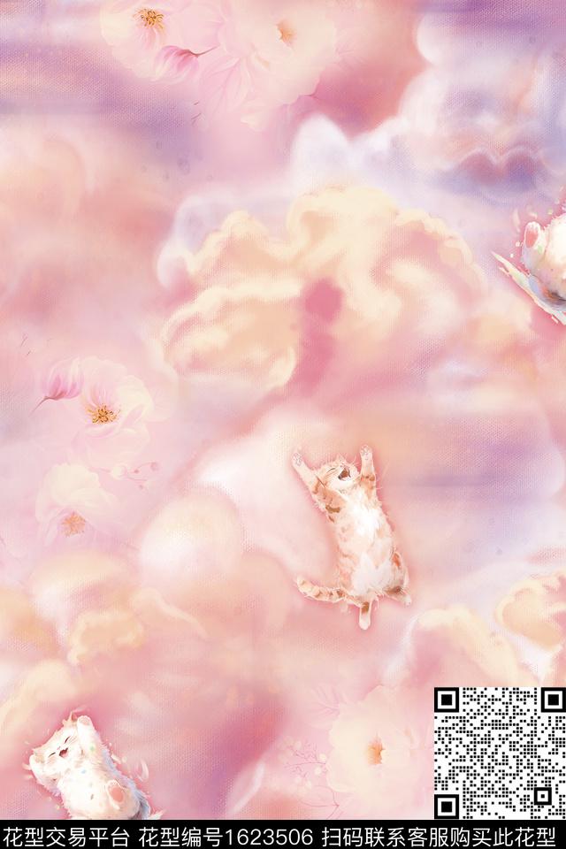 云雾猫花卉数码印花华亿平台下载（图片编号: 1623506） - 瓦栏（Walan）