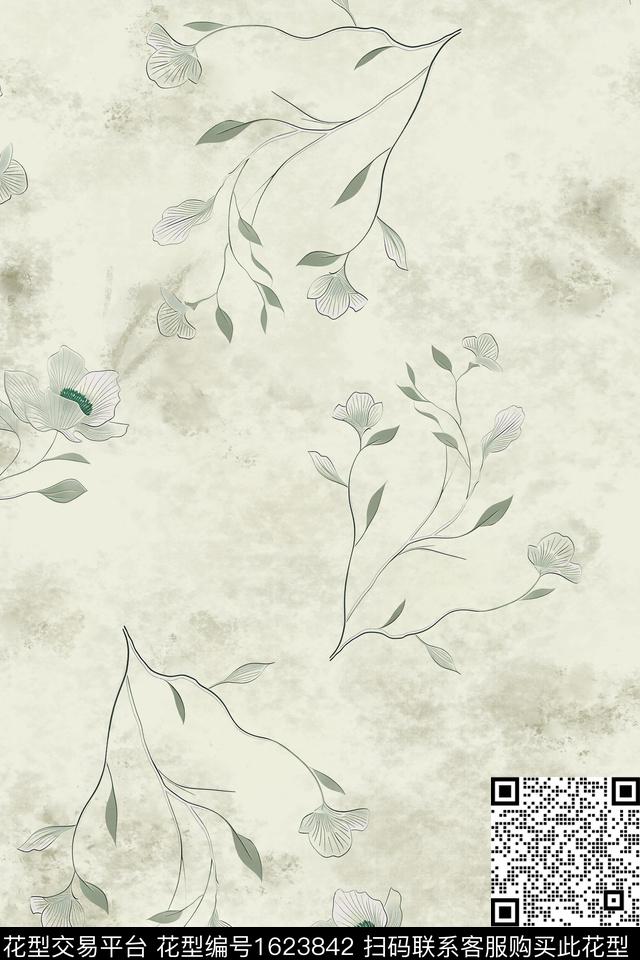 花卉绿植树叶数码印花华亿平台下载（图片编号: 1623842） - 瓦栏（Walan）