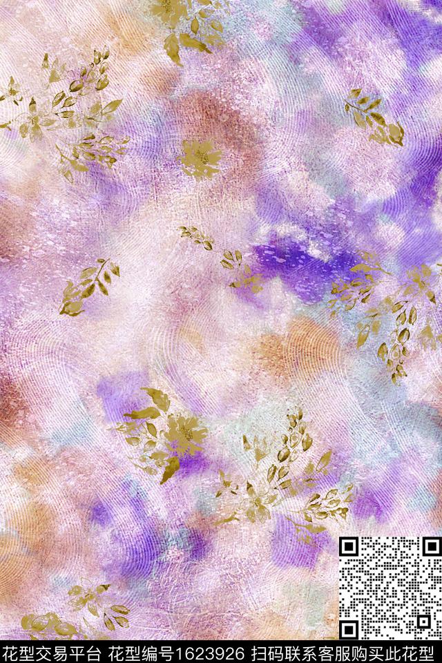 抽象跳接叶子数码印花华亿平台下载（图片编号: 1623926） - 瓦栏（Walan）