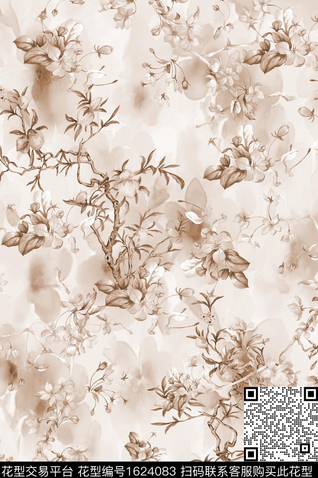 花卉水彩花卉影花数码印花华亿平台下载（图片编号: 1624083） - 瓦栏（Walan）