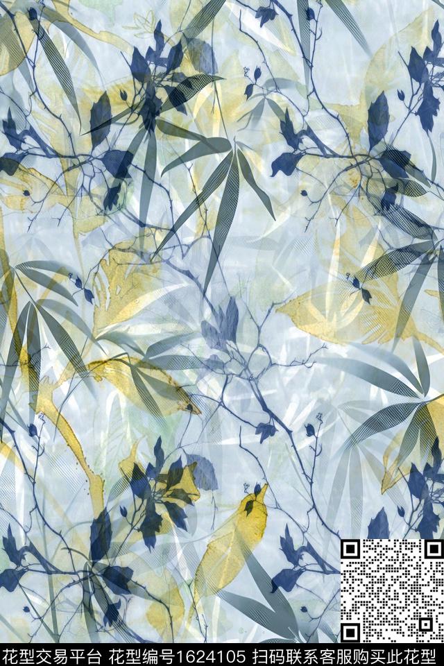 中国风香云纱竹子数码印花华亿平台下载（图片编号: 1624105） - 瓦栏（Walan）