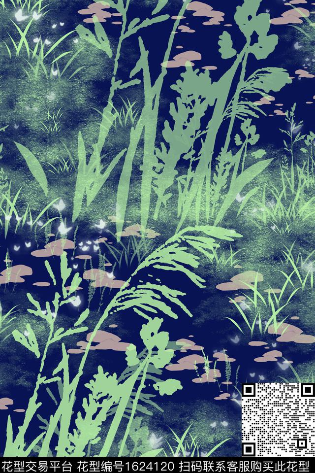 植物草斑斓数码印花华亿平台下载（图片编号: 1624120） - 瓦栏（Walan）