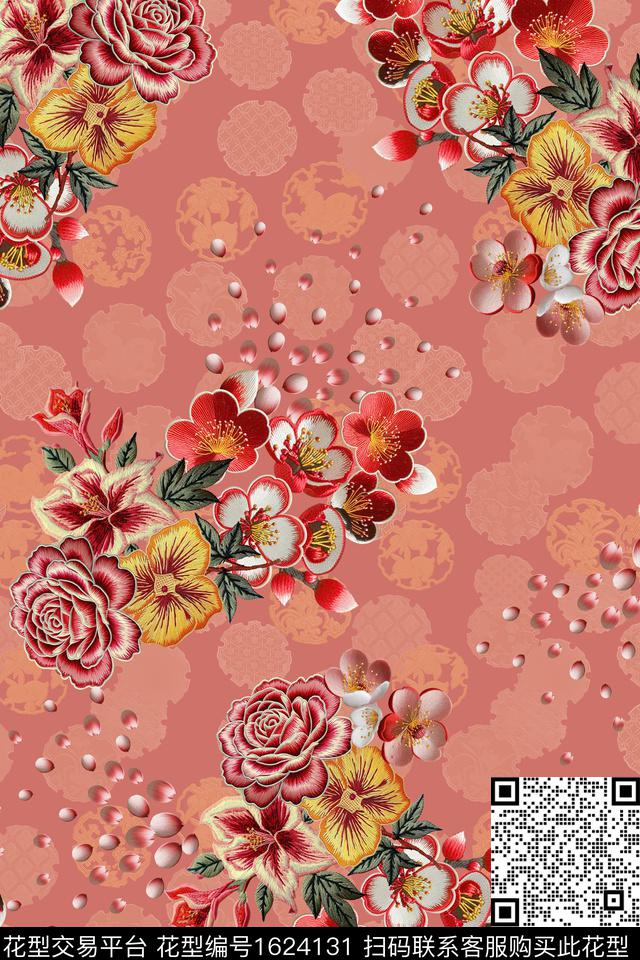 刺绣花卉民族风数码印花华亿平台下载（图片编号: 1624131） - 瓦栏（Walan）