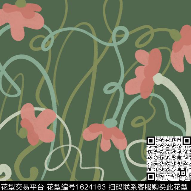 植物花卉抽象传统印花华亿平台下载（图片编号: 1624163） - 瓦栏（Walan）