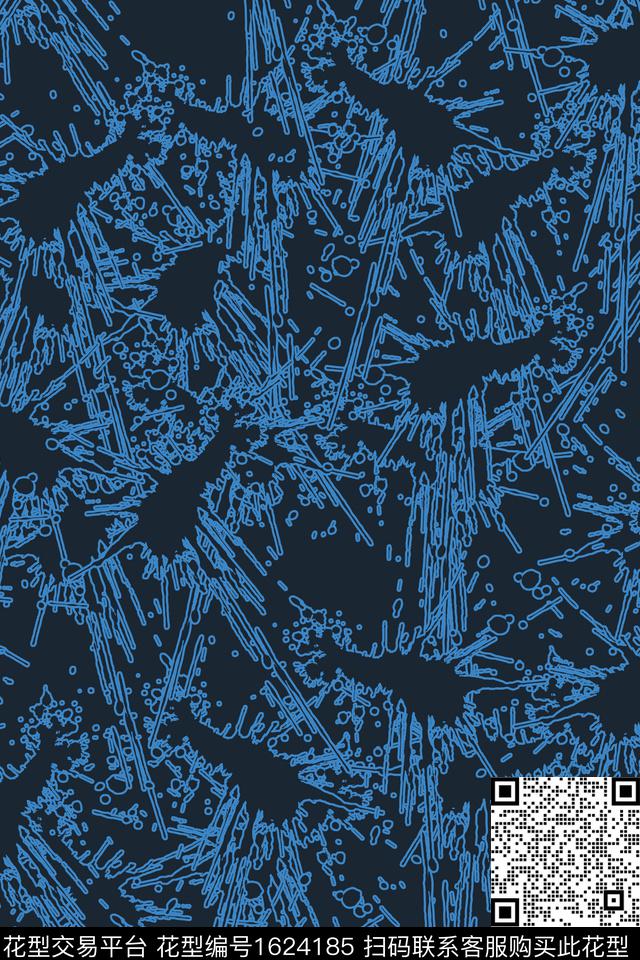 抽象线条画水花传统印花华亿平台下载（图片编号: 1624185） - 瓦栏（Walan）
