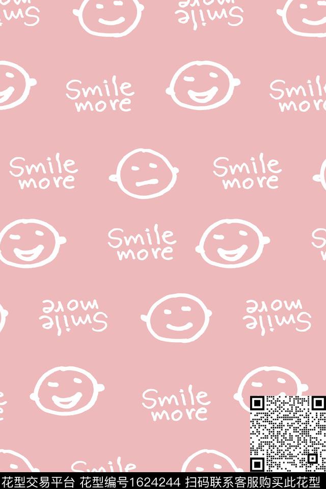 趣味笑脸粉色传统印花华亿平台下载（图片编号: 1624244） - 瓦栏（Walan）