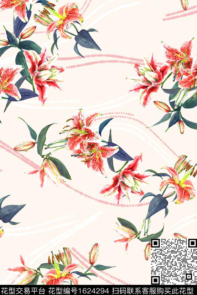 花卉春夏华亿平台水彩花卉数码印花华亿平台下载（图片编号: 1624294） - 瓦栏（Walan）