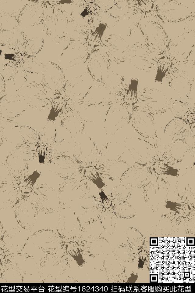 花卉抽象纹理数码印花华亿平台下载（图片编号: 1624340） - 瓦栏（Walan）