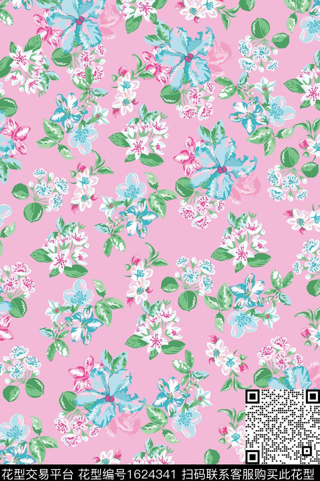 花卉碎花满版散花传统印花华亿平台下载（图片编号: 1624341） - 瓦栏（Walan）