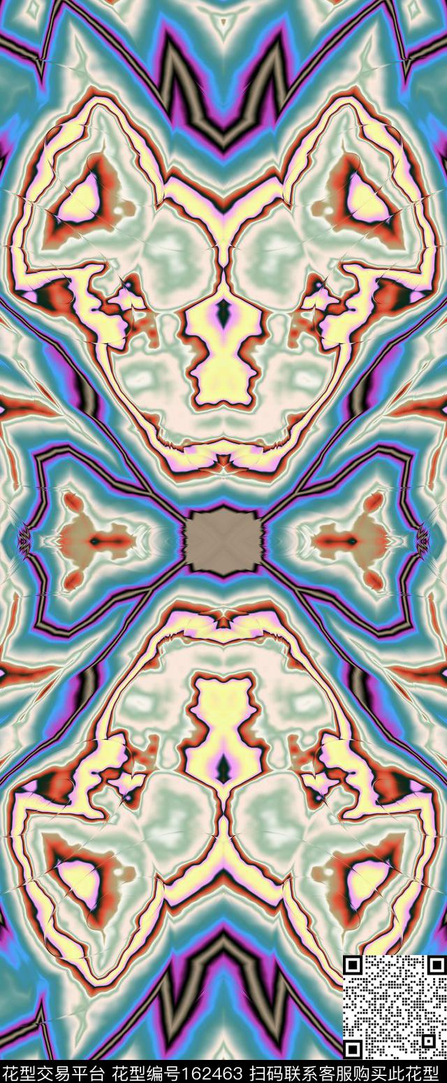 抽象肌理对称数码印花华亿平台下载（图片编号: 162463） - 瓦栏（Walan）