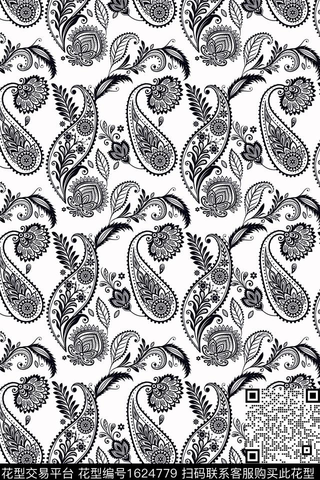 复古佩斯利民族风数码印花华亿平台下载（图片编号: 1624779） - 瓦栏（Walan）