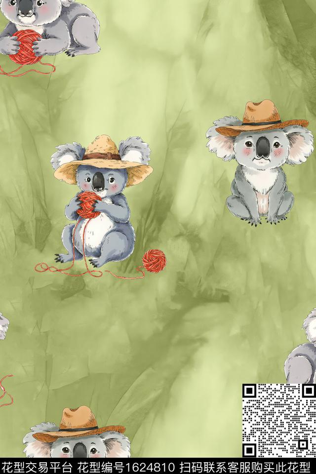 卡通动物水彩考拉数码印花华亿平台下载（图片编号: 1624810） - 瓦栏（Walan）