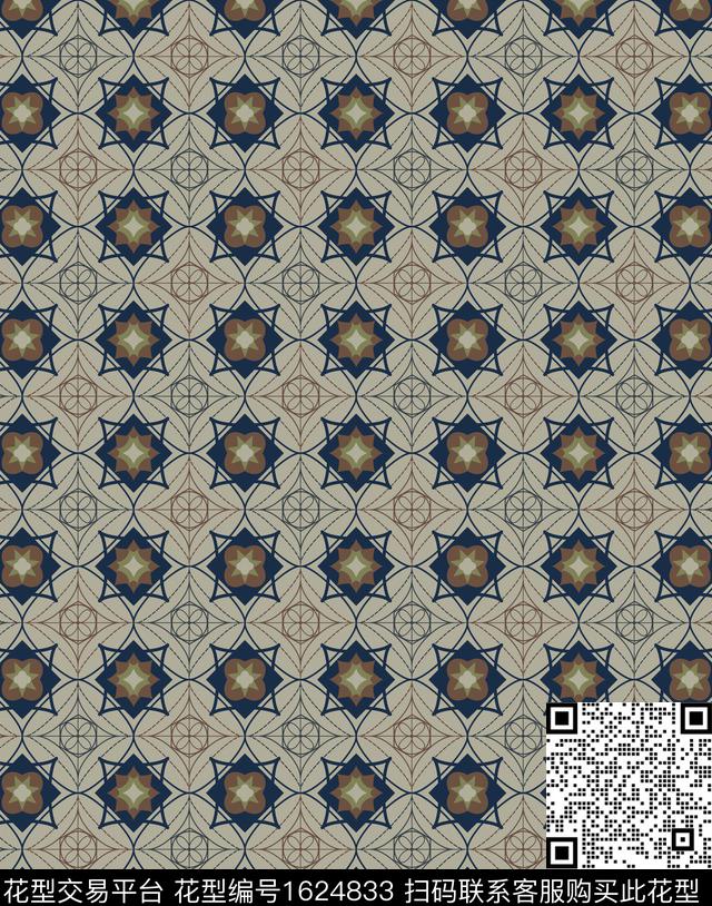 大牌风格子几何传统印花华亿平台下载（图片编号: 1624833） - 瓦栏（Walan）