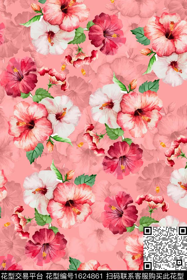 花卉影花数码印花华亿平台下载（图片编号: 1624861） - 瓦栏（Walan）