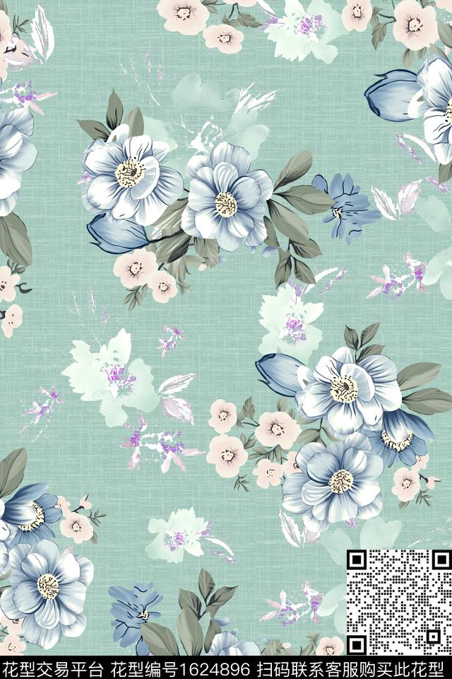 影花纹理花卉数码印花华亿平台下载（图片编号: 1624896） - 瓦栏（Walan）