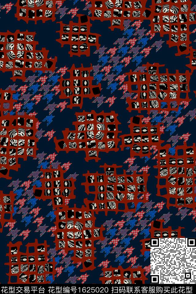 中老年格子千鸟格数码印花华亿平台下载（图片编号: 1625020） - 瓦栏（Walan）