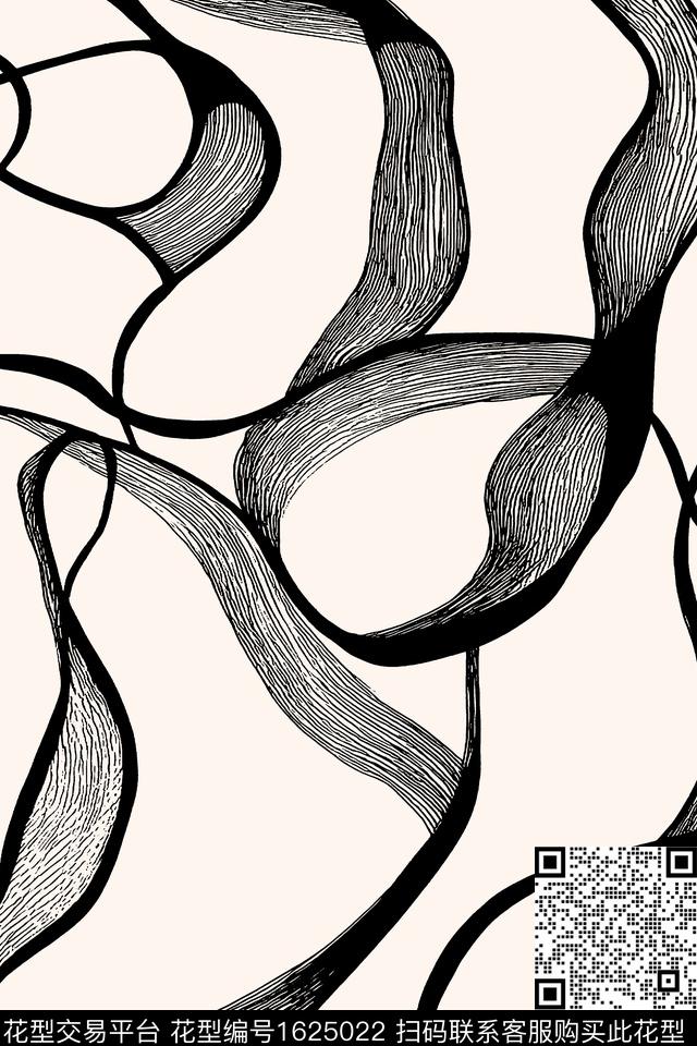 黑白抽象简约数码印花华亿平台下载（图片编号: 1625022） - 瓦栏（Walan）
