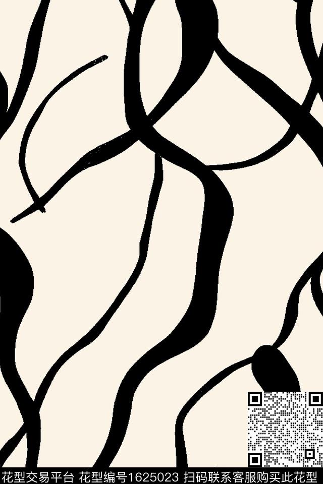黑白抽象简约传统印花华亿平台下载（图片编号: 1625023） - 瓦栏（Walan）
