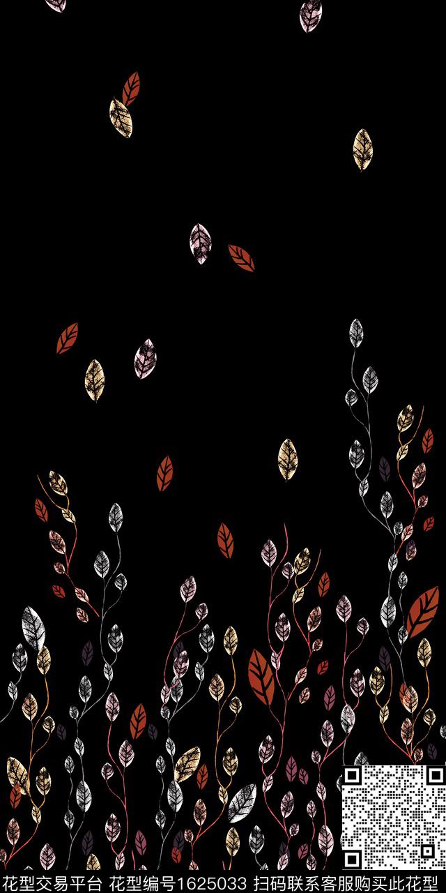 定位花中老年黑底花卉数码印花华亿平台下载（图片编号: 1625033） - 瓦栏（Walan）