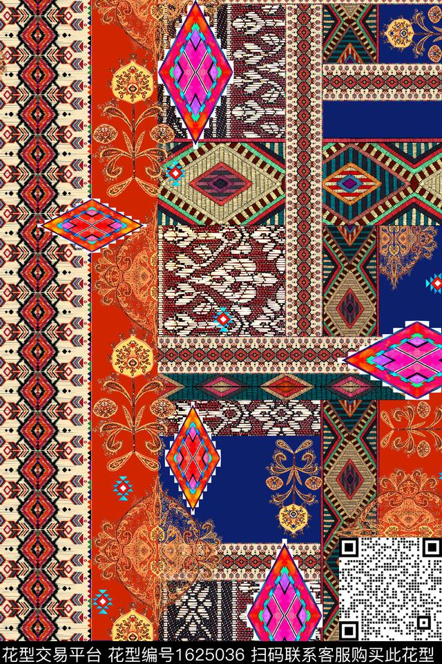 民族风中老年几何数码印花华亿平台下载（图片编号: 1625036） - 瓦栏（Walan）