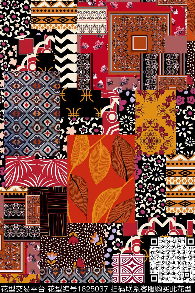 民族风中老年几何数码印花华亿平台下载（图片编号: 1625037） - 瓦栏（Walan）