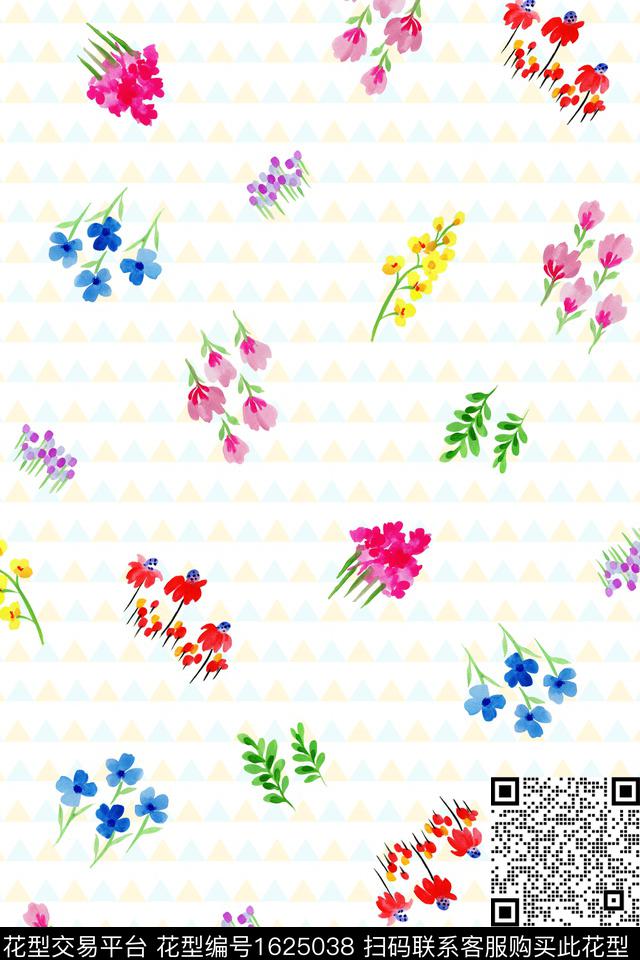 小清新花卉春夏华亿平台数码印花华亿平台下载（图片编号: 1625038） - 瓦栏（Walan）