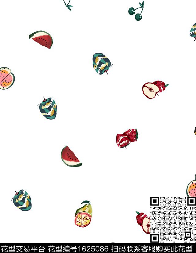 菠萝趣味樱桃数码印花华亿平台下载（图片编号: 1625086） - 瓦栏（Walan）