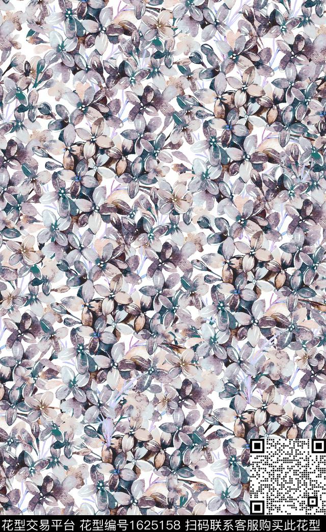 花卉水彩花卉碎花数码印花华亿平台下载（图片编号: 1625158） - 瓦栏（Walan）