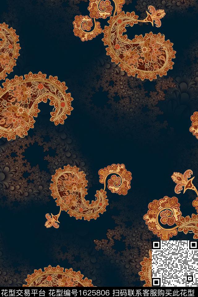 民族风中老年佩斯利数码印花华亿平台下载（图片编号: 1625806） - 瓦栏（Walan）