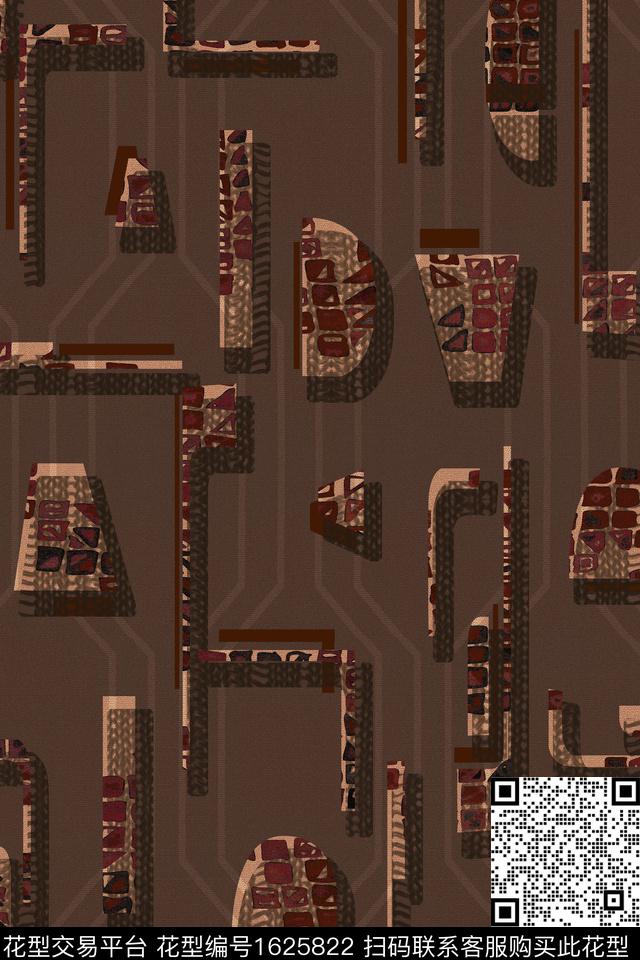 中老年几何抽象数码印花华亿平台下载（图片编号: 1625822） - 瓦栏（Walan）