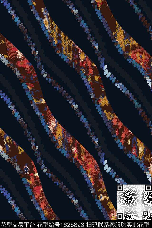 中老年抽象条纹数码印花华亿平台下载（图片编号: 1625823） - 瓦栏（Walan）