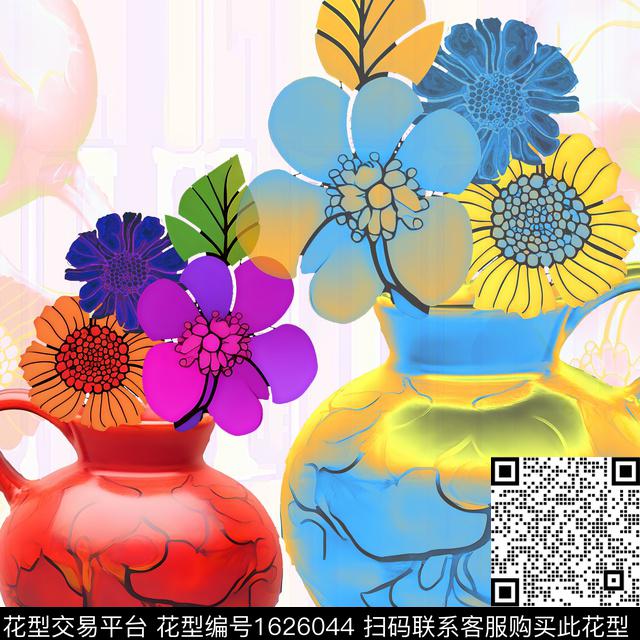 抽象花卉小碎花混合拼接数码印花华亿平台下载（图片编号: 1626044） - 瓦栏（Walan）