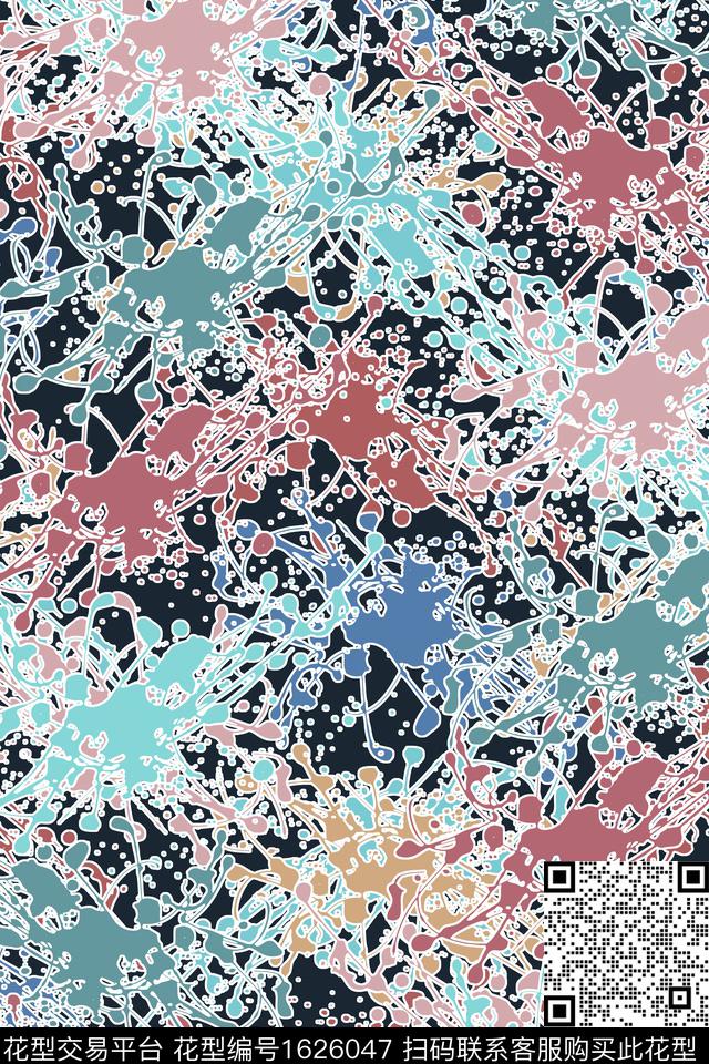 抽象泼墨涂鸦传统印花华亿平台下载（图片编号: 1626047） - 瓦栏（Walan）