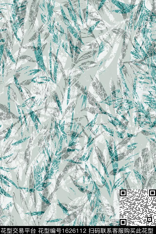 抽象叶子休闲数码印花华亿平台下载（图片编号: 1626112） - 瓦栏（Walan）