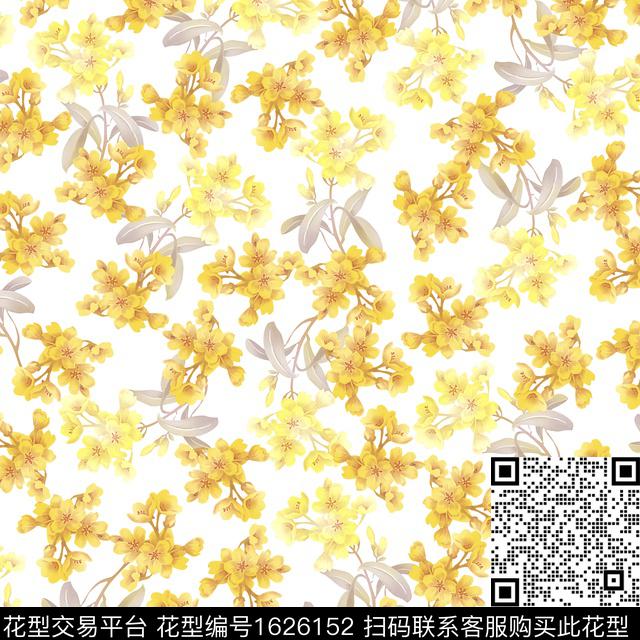 年轻女装白底花花卉数码印花华亿平台下载（图片编号: 1626152） - 瓦栏（Walan）