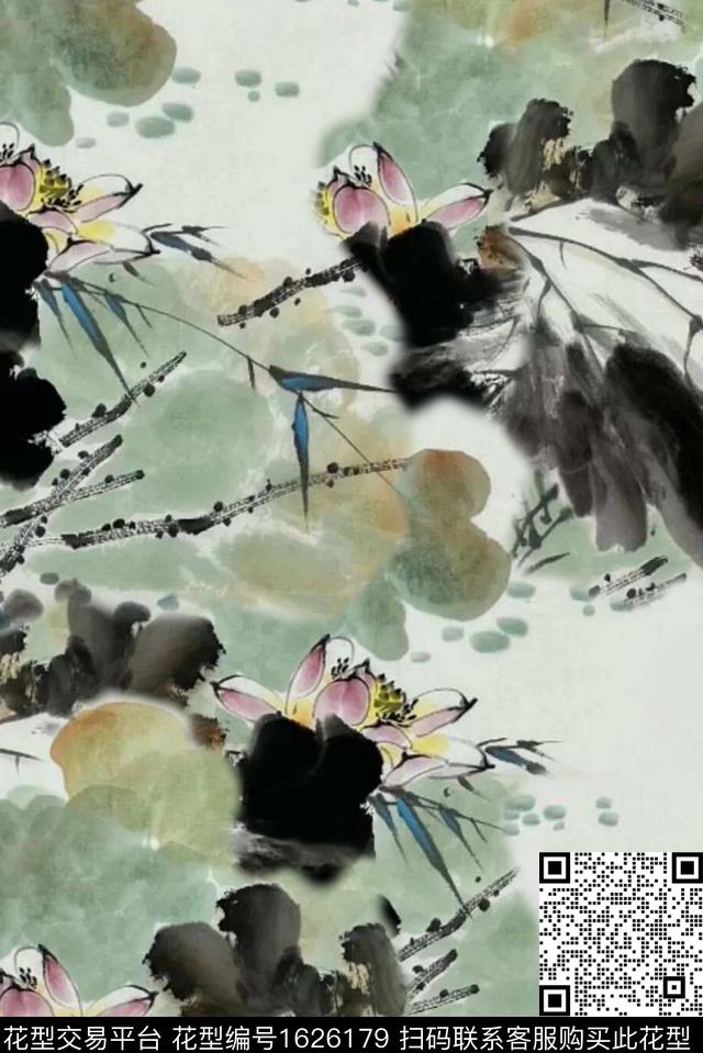 中国风水彩文艺数码印花华亿平台下载（图片编号: 1626179） - 瓦栏（Walan）