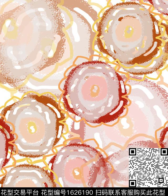 年轻女装抽象花卉混合拼接数码印花华亿平台下载（图片编号: 1626190） - 瓦栏（Walan）