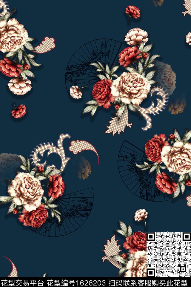 花卉扇子中老年数码印花华亿平台下载（图片编号: 1626203） - 瓦栏（Walan）