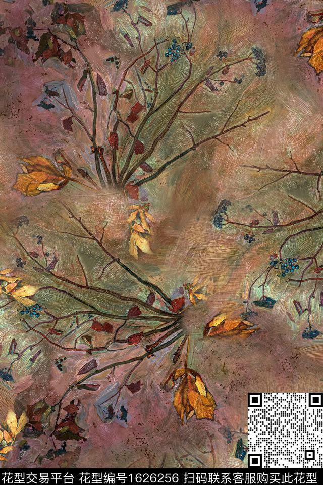 中国风香云纱花卉数码印花华亿平台下载（图片编号: 1626256） - 瓦栏（Walan）