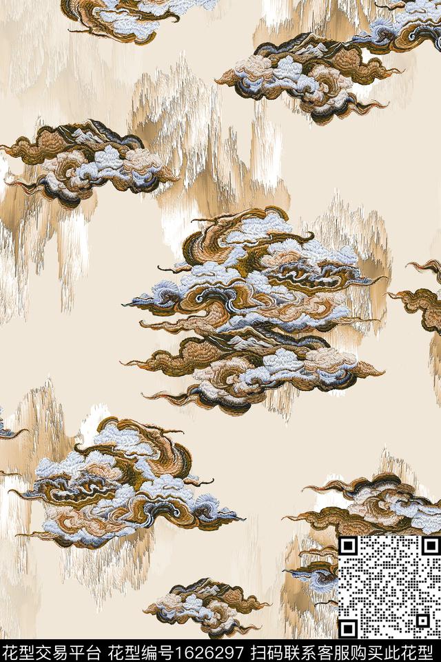 中国风旗袍绣花华亿平台肌理数码印花华亿平台下载（图片编号: 1626297） - 瓦栏（Walan）