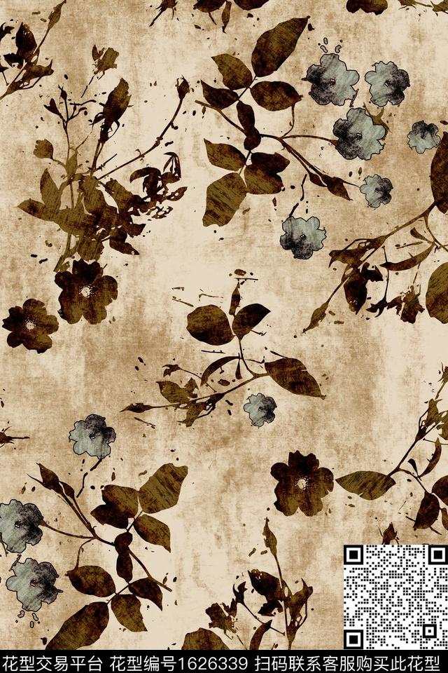 花卉抽象花卉跳接数码印花华亿平台下载（图片编号: 1626339） - 瓦栏（Walan）