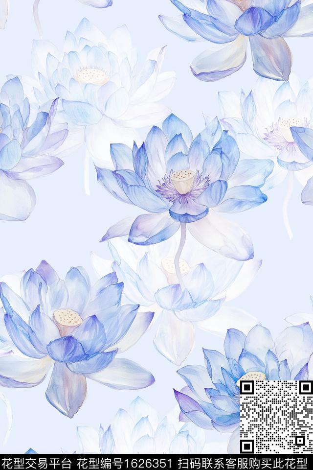 小清新花卉春夏华亿平台数码印花华亿平台下载（图片编号: 1626351） - 瓦栏（Walan）