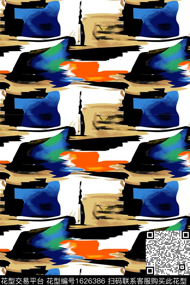 涂鸦手绘抽象数码印花华亿平台下载（图片编号: 1626386） - 瓦栏（Walan）