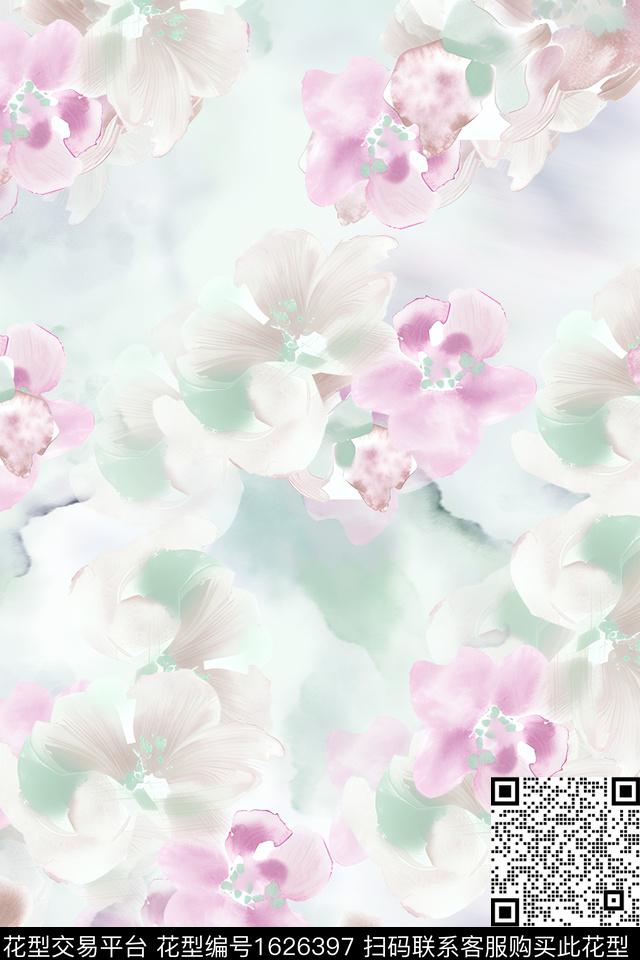 小清新花卉水彩花卉数码印花华亿平台下载（图片编号: 1626397） - 瓦栏（Walan）