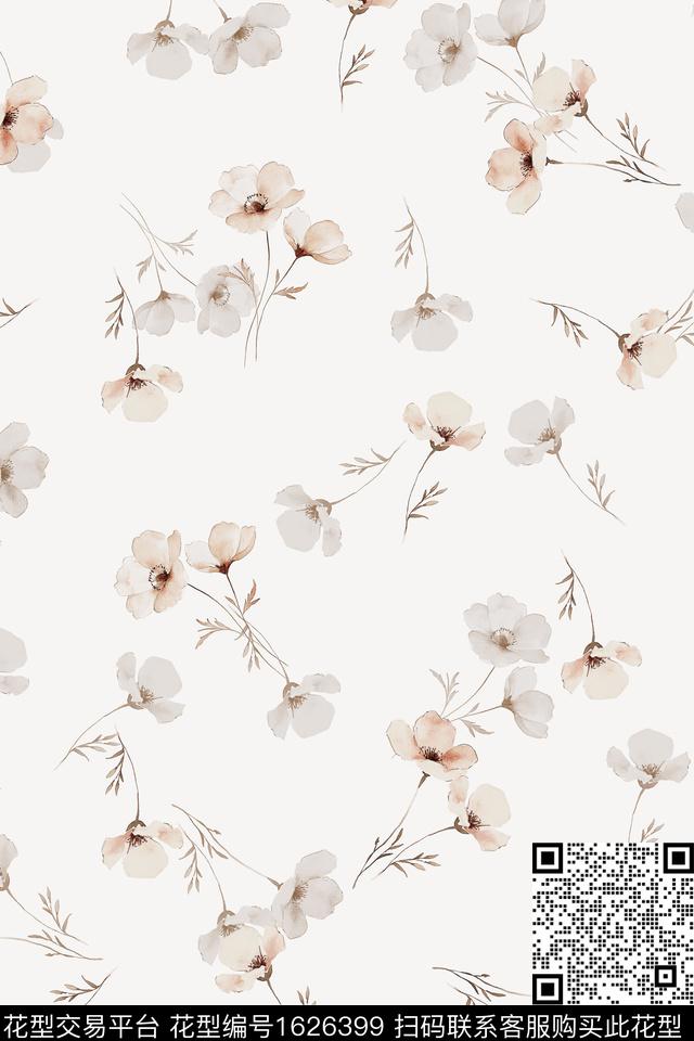 小清新花卉春夏华亿平台数码印花华亿平台下载（图片编号: 1626399） - 瓦栏（Walan）