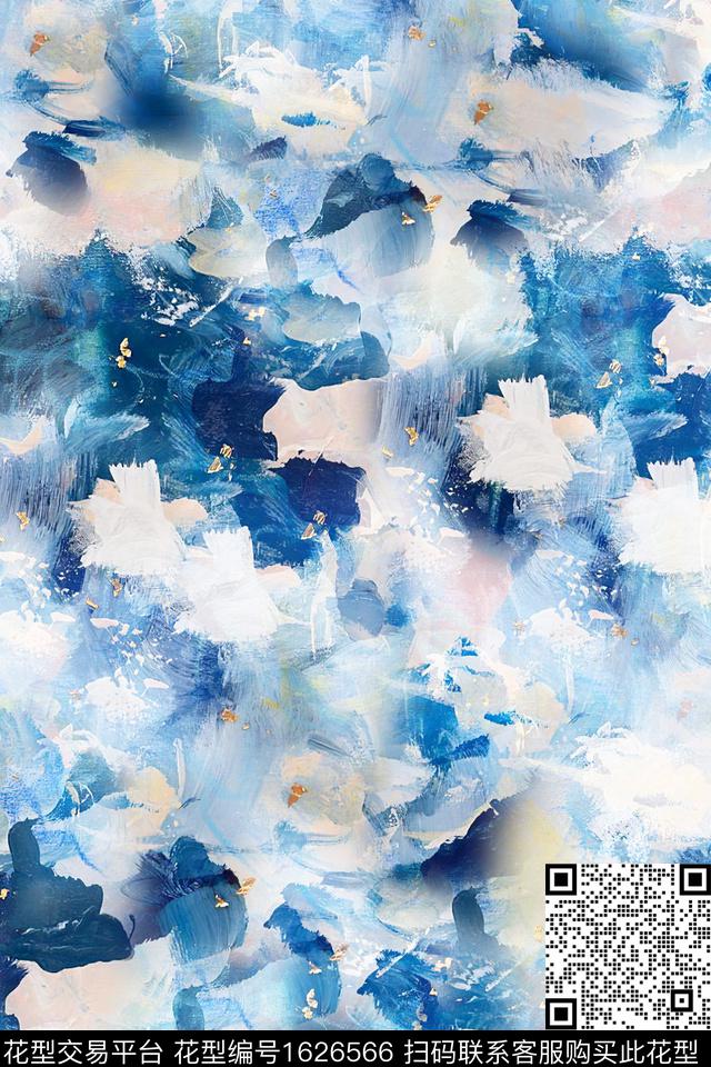 抽象笔触数码印花华亿平台下载（图片编号: 1626566） - 瓦栏（Walan）